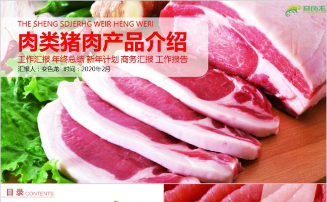 极简实用猪肉类产品介绍工作汇报通用PPT模板缩略图