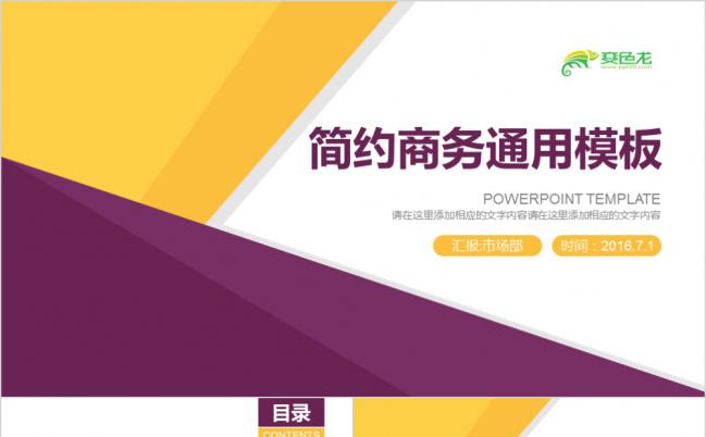 紫黄撞色简约大方工作总结PPT模版缩略图