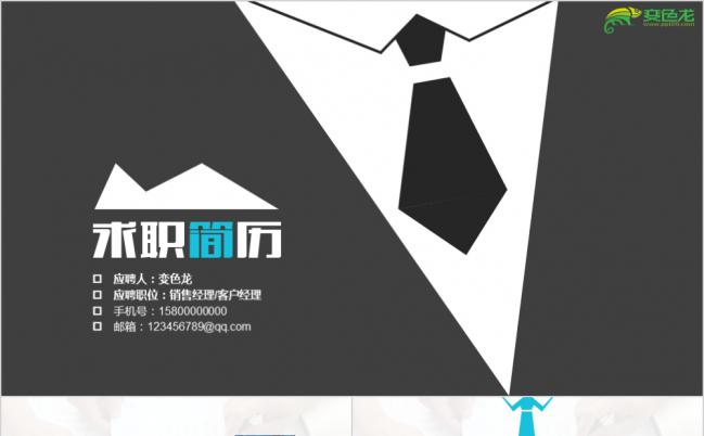 2019年蓝色商务求职应聘竞聘岗位竞争自荐简历PPT模板缩略图