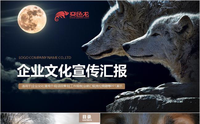 2019狼性精神时尚风企业文化宣传汇报PPT模板缩略图
