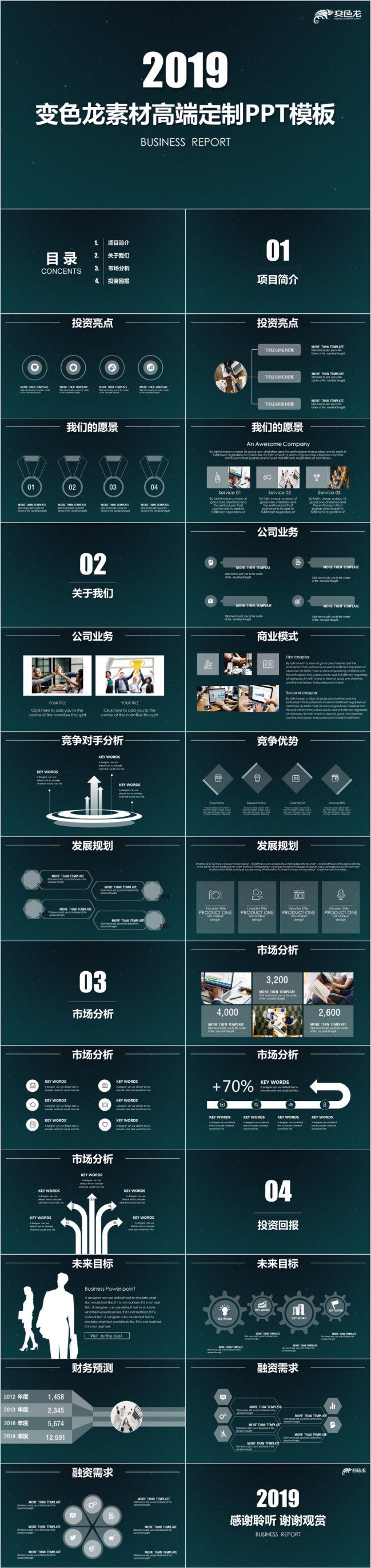 墨绿色企业高端定制项目计划书PPT模版
