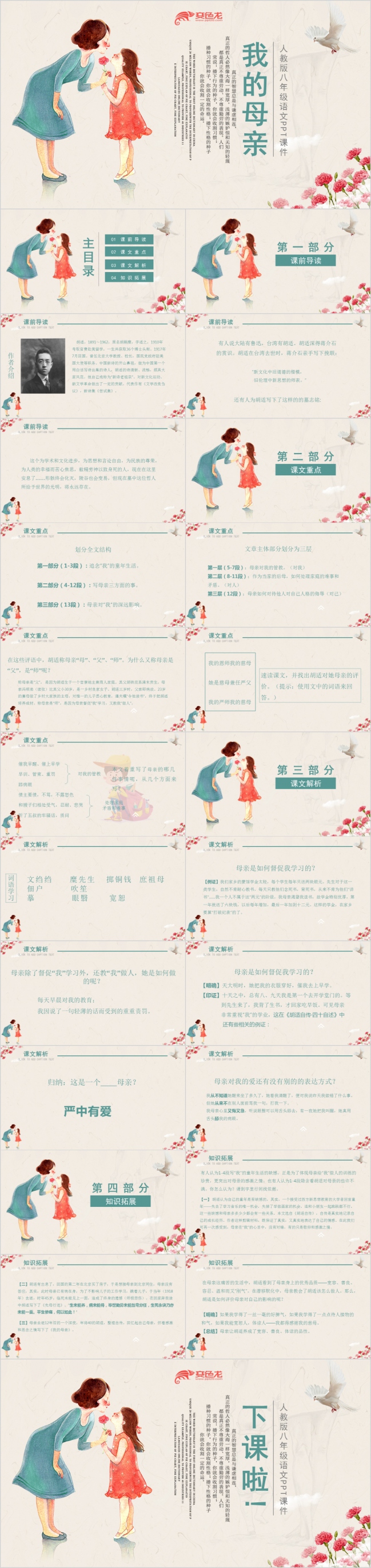 八年级语文课件之我的母亲PPT模板