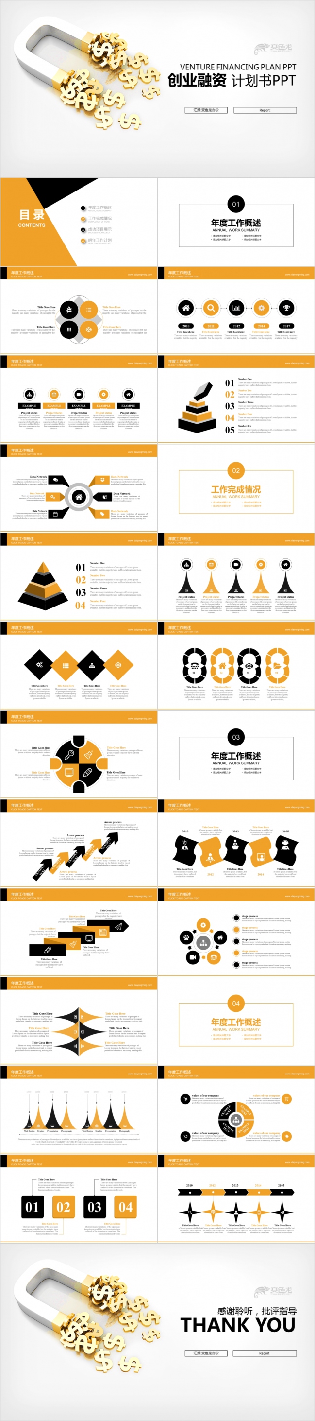 黄色U型创意高端大气创业融资计划书PPT模版