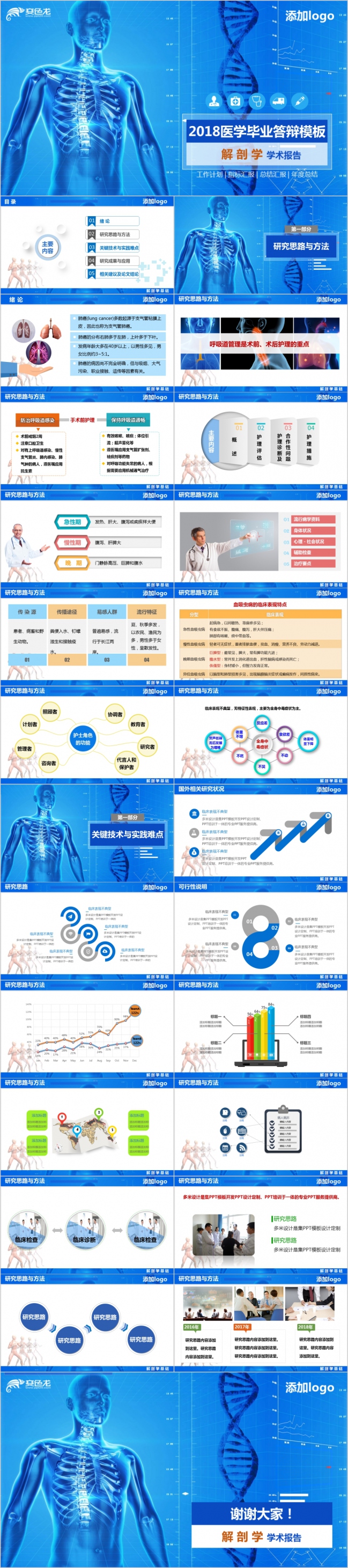 2019年医学专业解剖学毕业答辩开题报告PPT模板