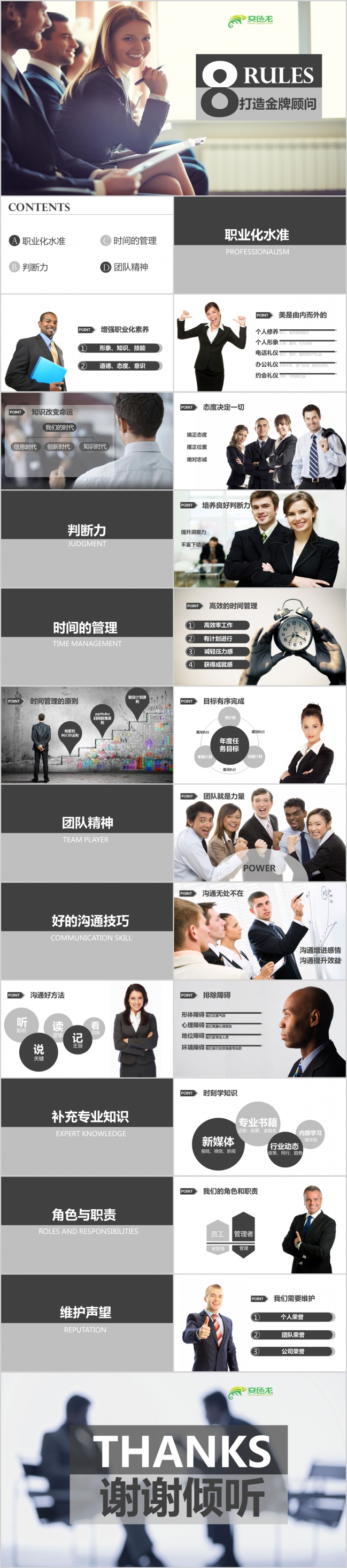 2019商务黑白简约风格入职教学培训PPT模板