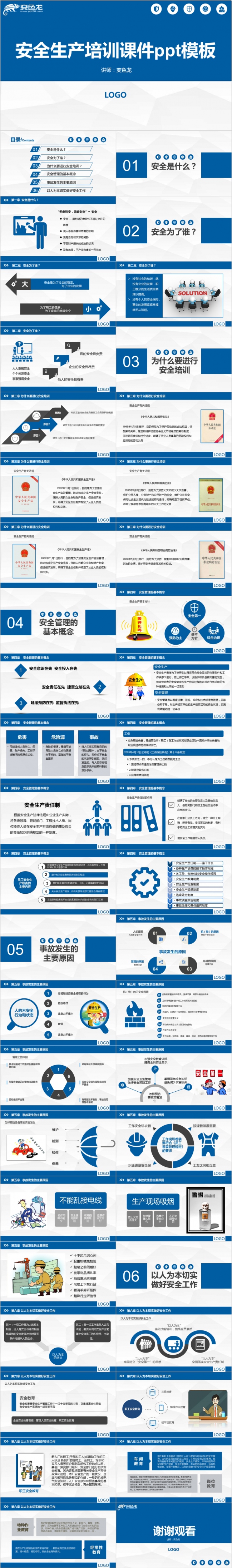 2019简约蓝色企业安全生产管理培训PPT模板