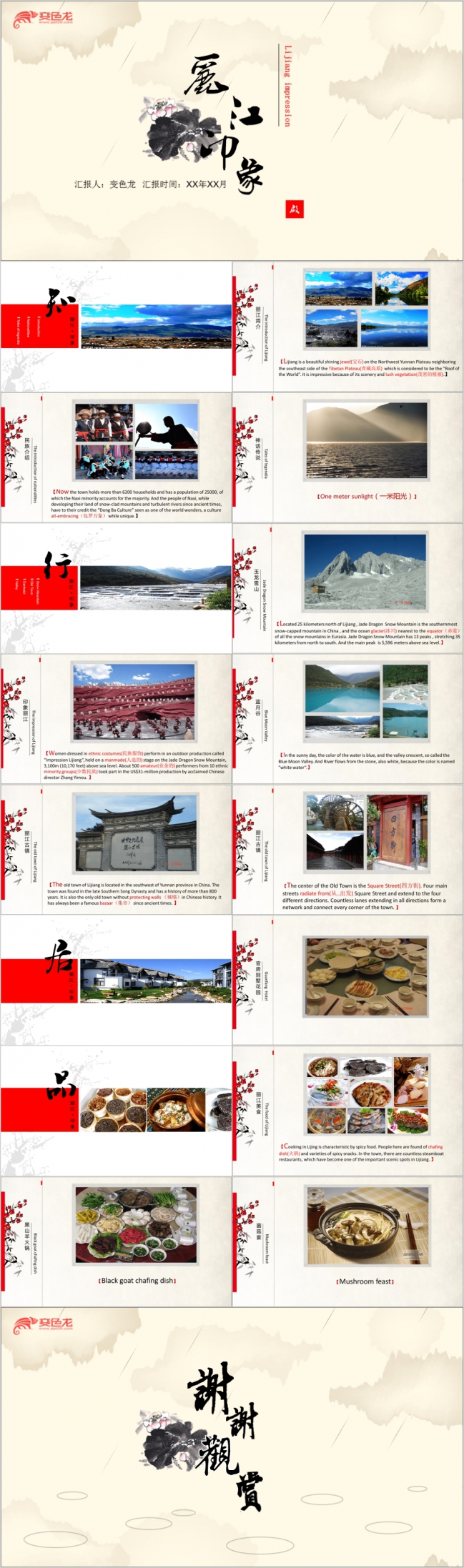 2019云南丽江风景名胜介绍PPT模板