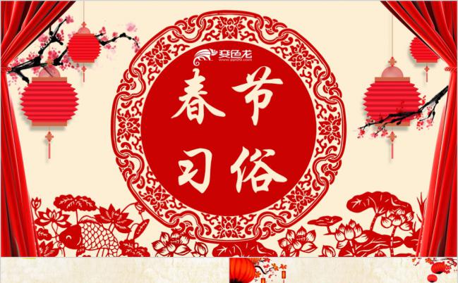 红色大气喜庆中国风新年春节习俗介绍PPT模板缩略图
