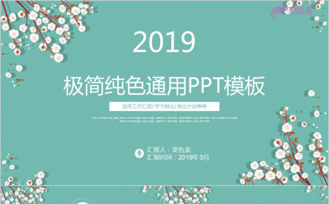 2019极简白花纯色学术辩论商业计划PPT模板缩略图