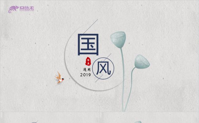 2019灰色古风莲蓬艺术计划总结模版PPT模板缩略图