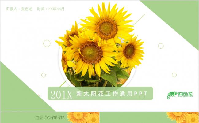 文艺小清新太阳花工作总结计划通用PPT模板缩略图