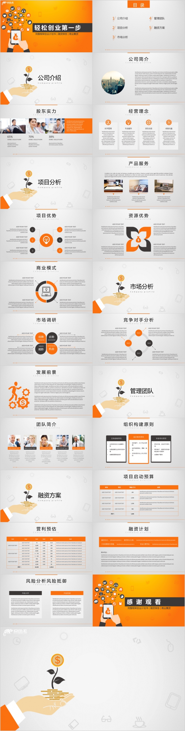 简约通用商务创业计划书PPT模板