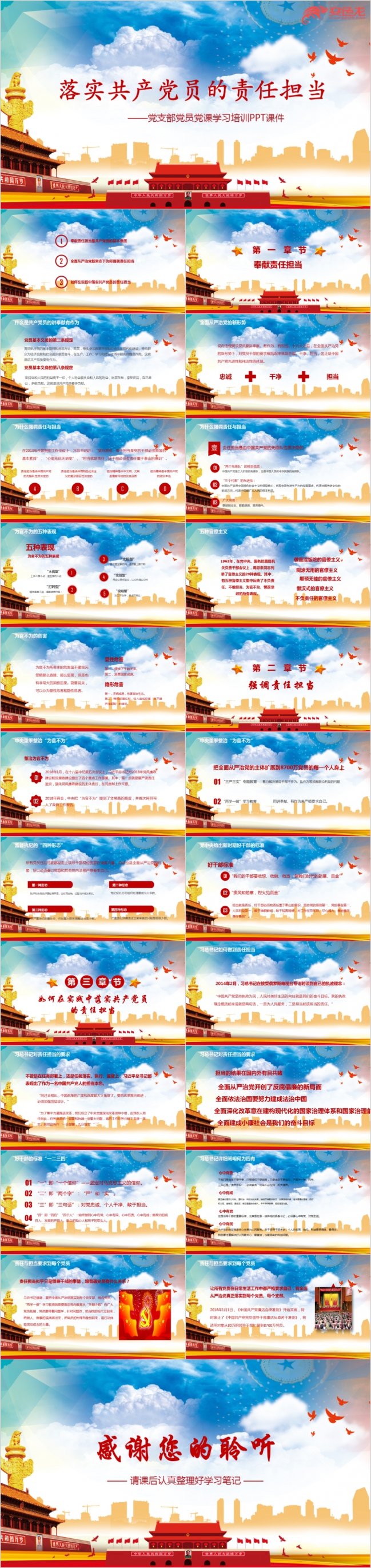 落实党员责任学习课件PPT模板