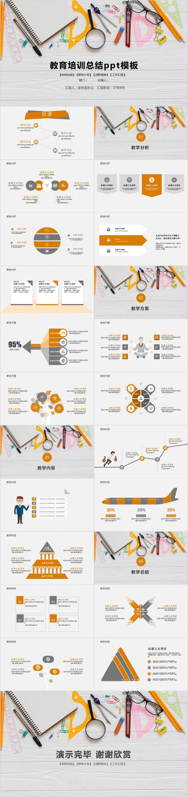 创意极简教育培训工作总结汇报计划书PPT模板