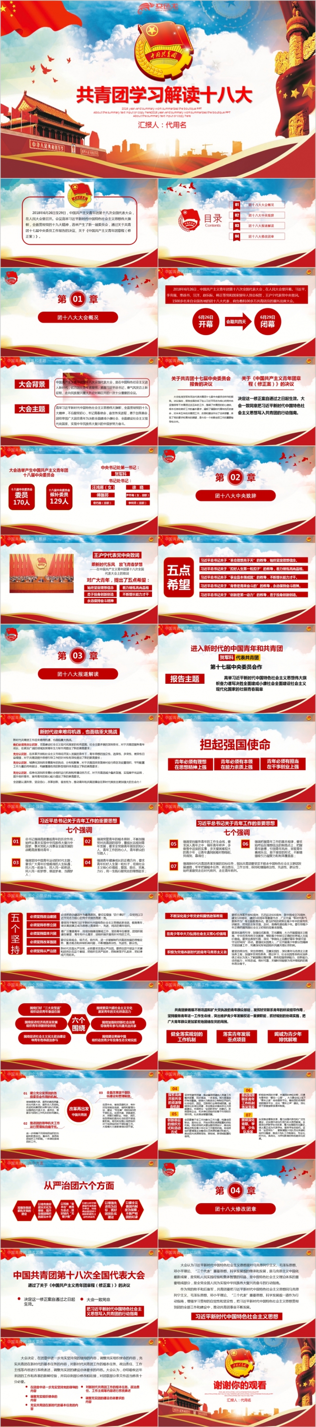 中国共青团十八大党政宣传PPT模板