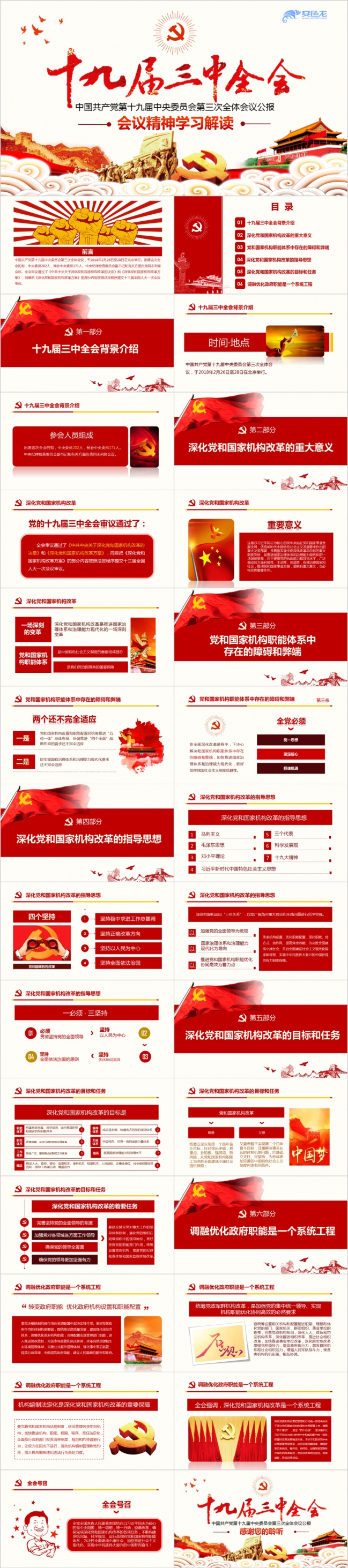 十九届三中全会精神PPT模板