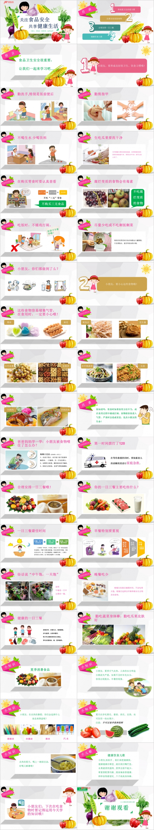 卡通校园食品安全教学教育PPT模板