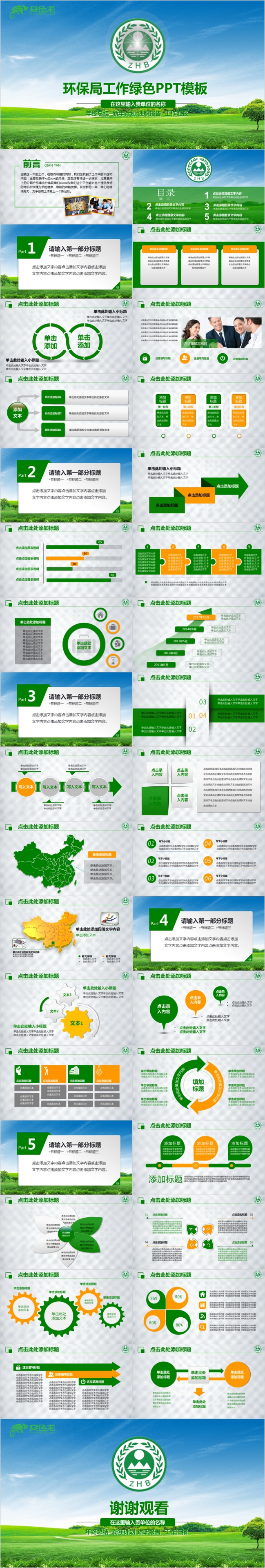 绿色环保主题工作总结汇报PPT模板