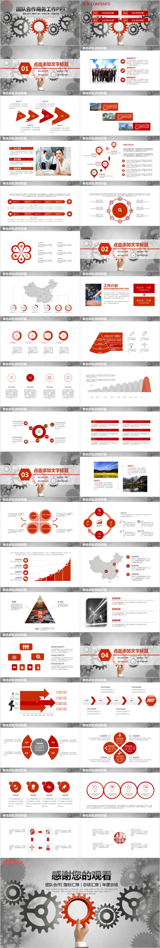 极简商务团队合作工作汇报总结PPT模板