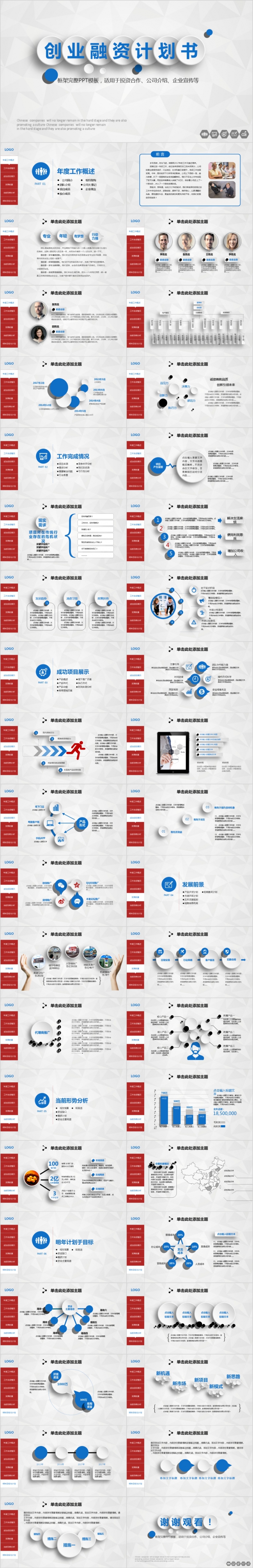 简洁微粒体风创业融资计划书PPT模板