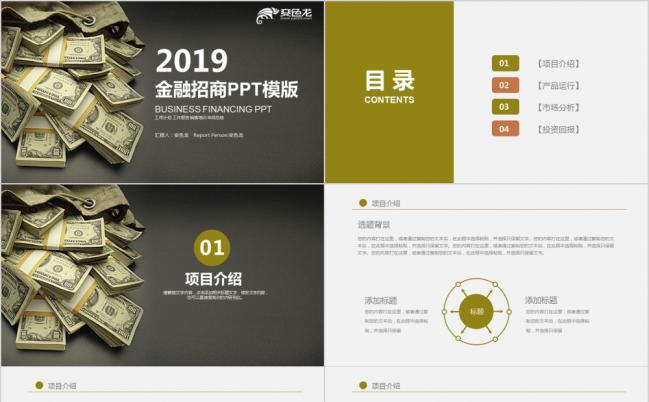 气质美金金融招商项目介绍创业融资PPT模板缩略图