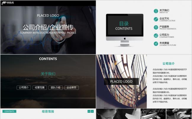 灰白简约企业介绍公司项目报告动画PPT模板缩略图