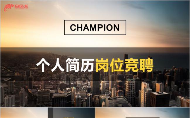 欧美杂志风黑黄时尚简历岗位竞聘通用PPT模板缩略图