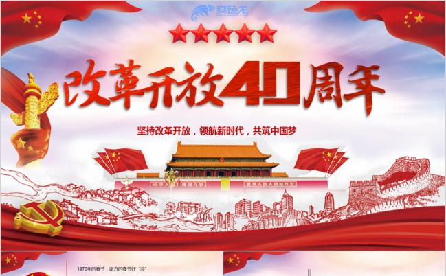 庆祝改革开放四十周年改革回顾PPT模板缩略图