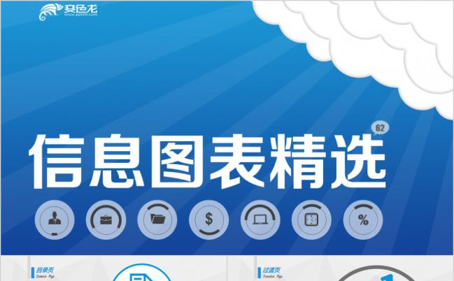 蓝色扁平化简约公司企业市场分析图表合集PPT模板缩略图