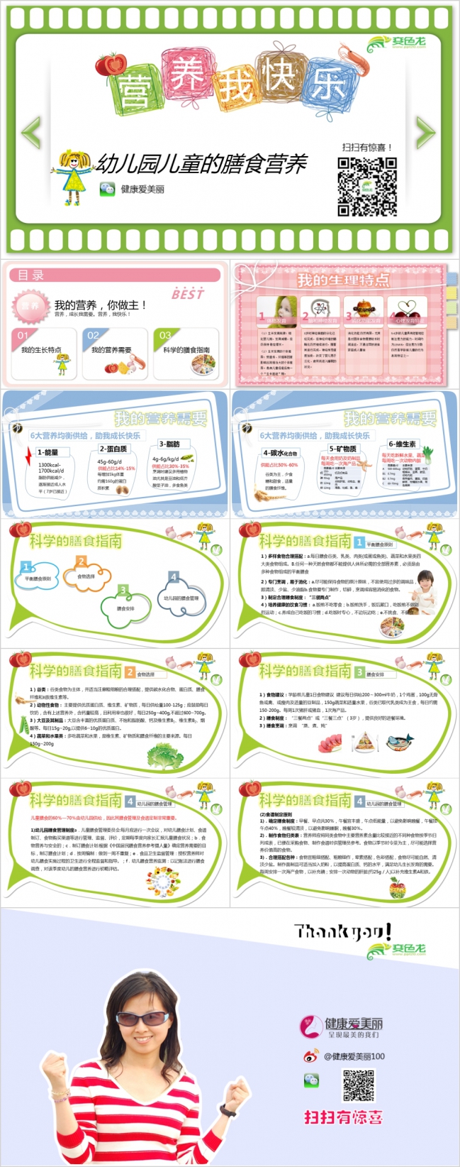 卡通手绘幼儿园儿童的膳食营养培训PPT模板