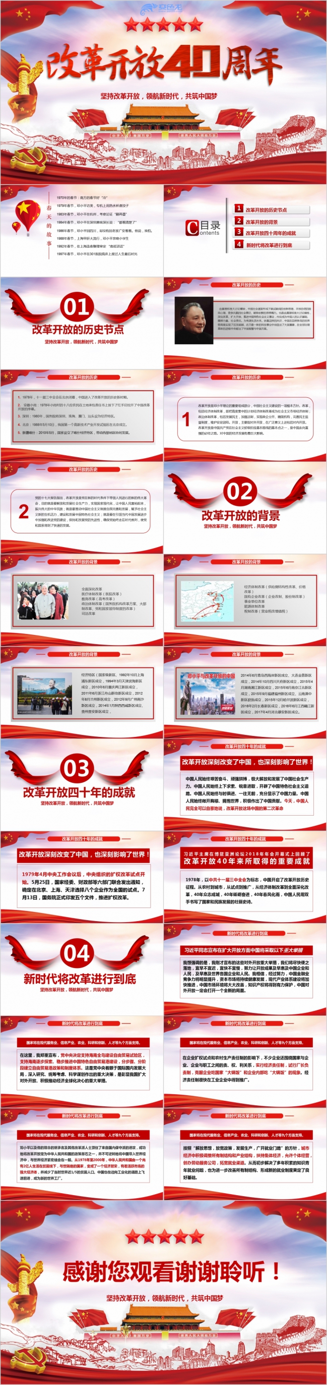 庆祝改革开放四十周年改革回顾PPT模板