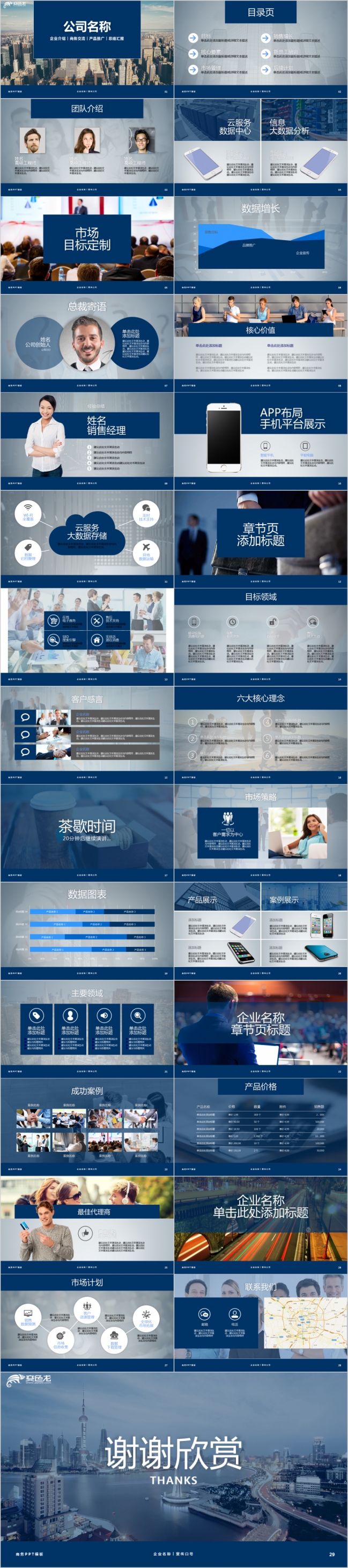 蓝色简约商务企业发展营销策略工作汇报PPT模板