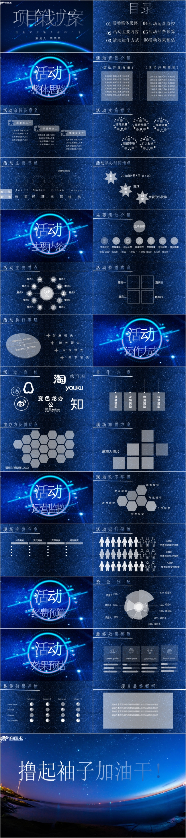 蓝色星空企业项目策划方案PPT模板