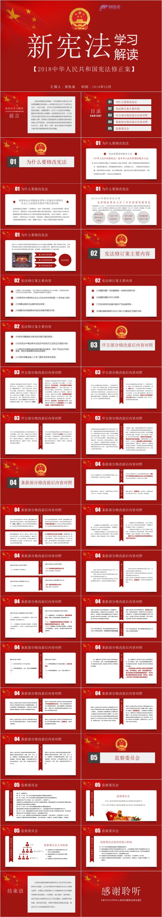 五星红旗中华人民共和国宪法修正案学习解读PPT模板