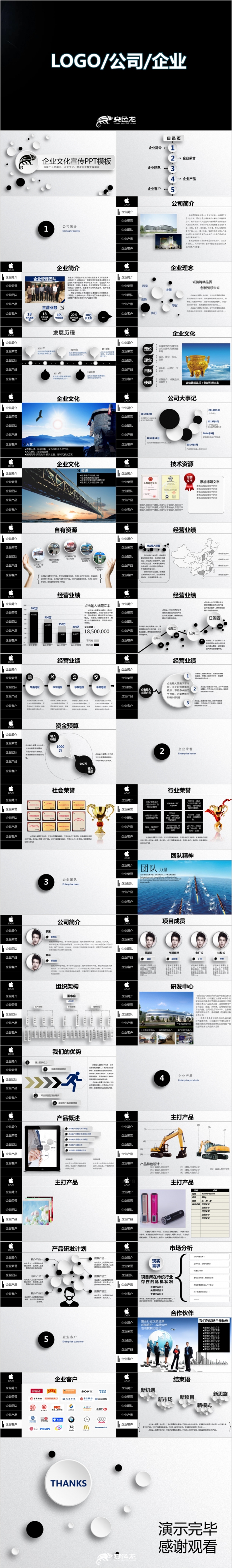 黑白微粒体商务企业公司文化宣传产品展示项目推广PPT模板