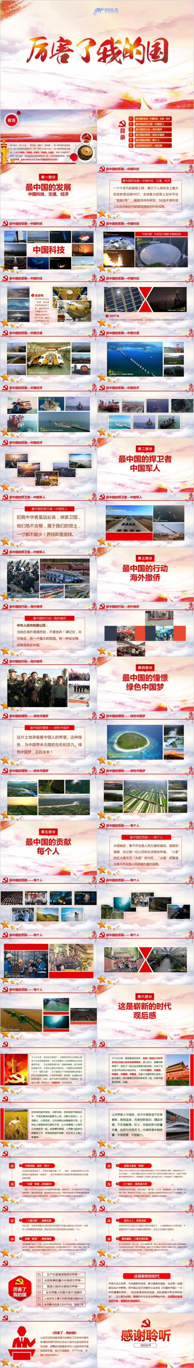 厉害了我的国红色中国最新发展科技介绍PPT模板