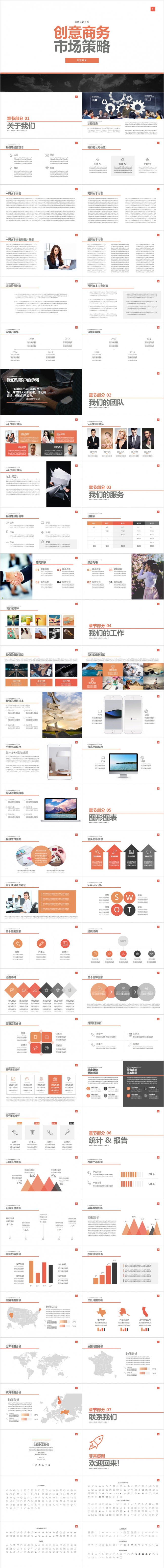 灰色简约创意商务市场策略PPT模板