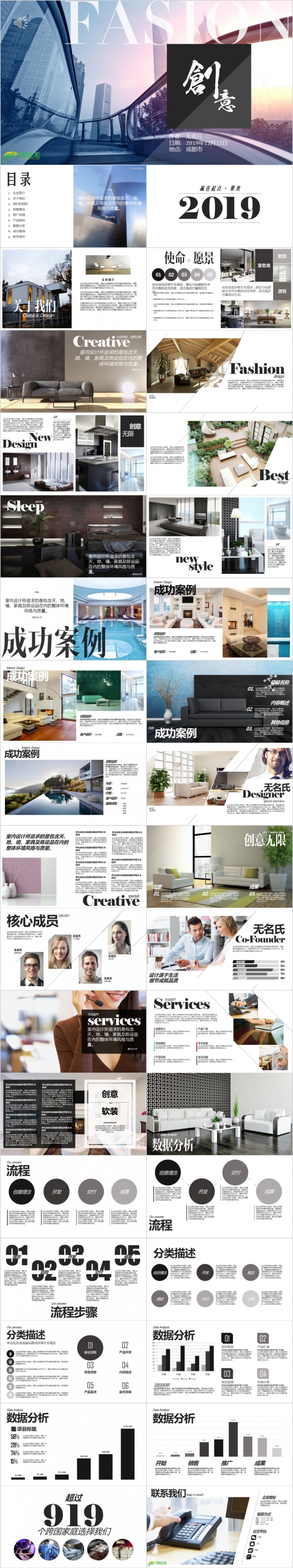 时尚创意公司品牌形象展示宣传画册合集PPT模板