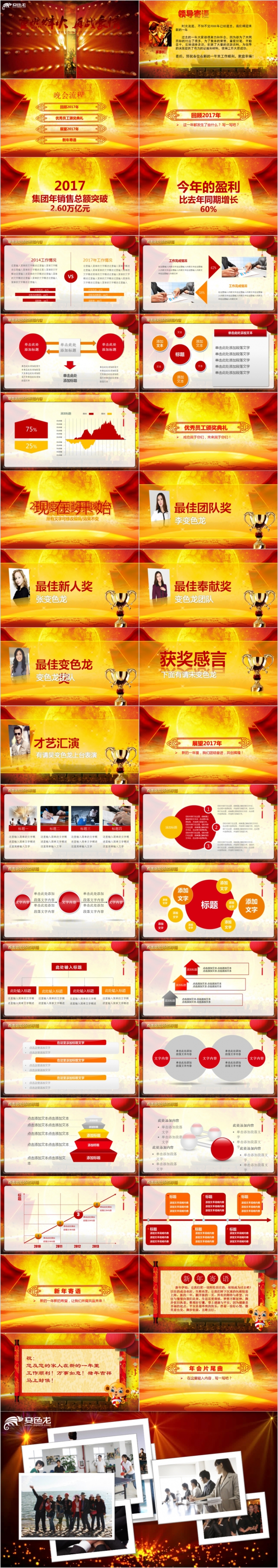 经典开门红赢战新年颁奖年会PPT模板
