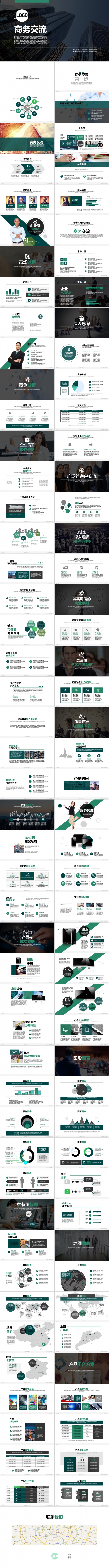 森林绿商务简约风产品介绍交流多功能总结计划汇报PPT模板