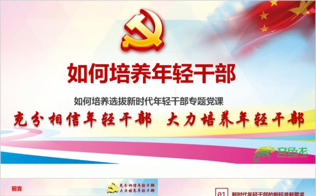 关于新时代如何培养选拔新时代年轻干部党课ppt课件模板缩略图