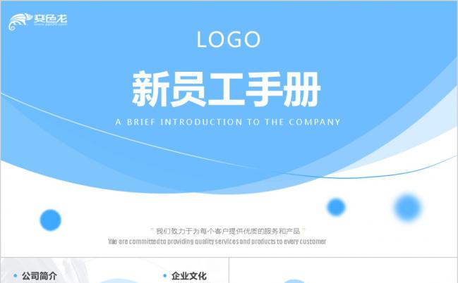 蓝色风人力资源公司新员工手册规章制度PPT模板缩略图
