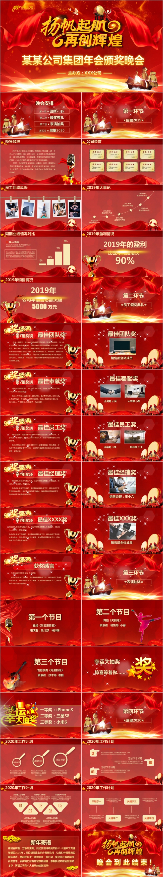 红色炫酷公司年会年终总结暨表彰大会PPT模板