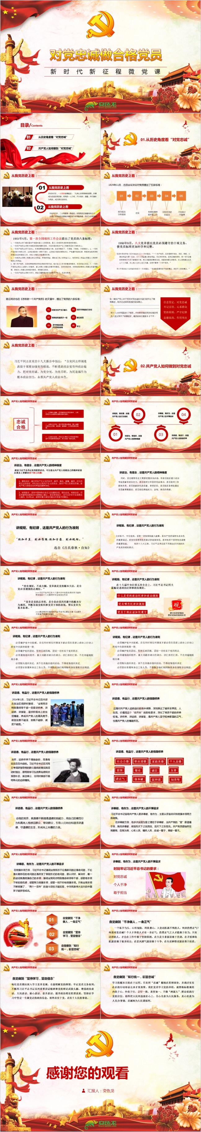 十九大做合格党员主题ppt模板