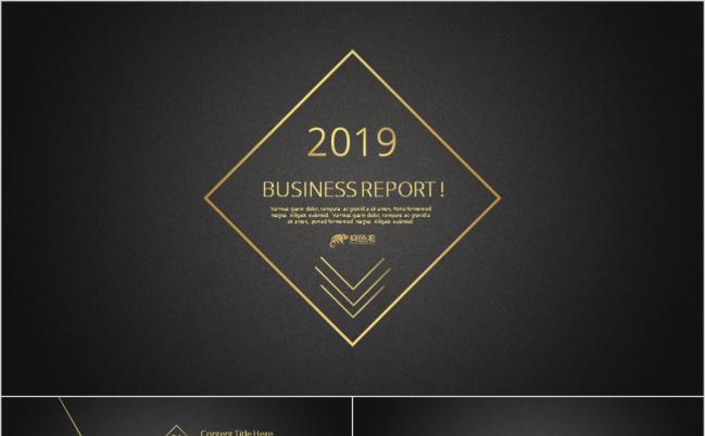 2019磨砂黑金色现代商务总结汇报PPT模板缩略图