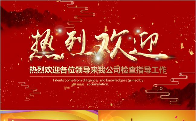 极简红色热烈欢迎领导莅临检查工作PPT模板缩略图