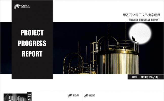极简黑白化工项目进展情况汇报讲评材料PPT模板缩略图