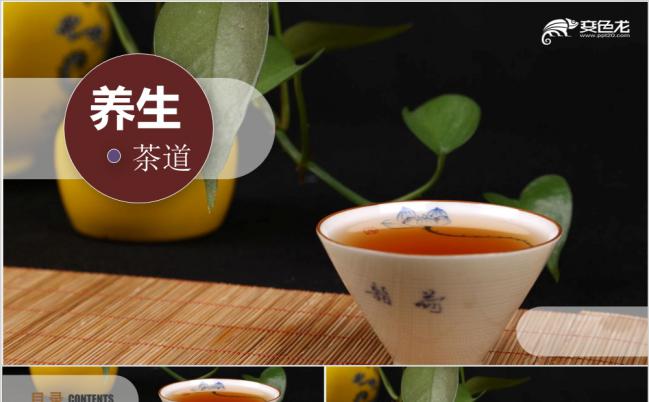 2019极简素雅养生茶文化知识通用PPT模板缩略图