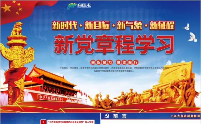 大气新党章学习党建党政党委汇报述职总结廉政PPT模板缩略图