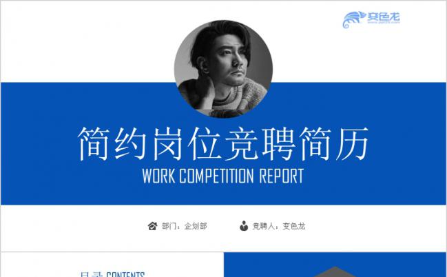 2019蓝色简约个人简历岗位竞聘报告PPT模板缩略图